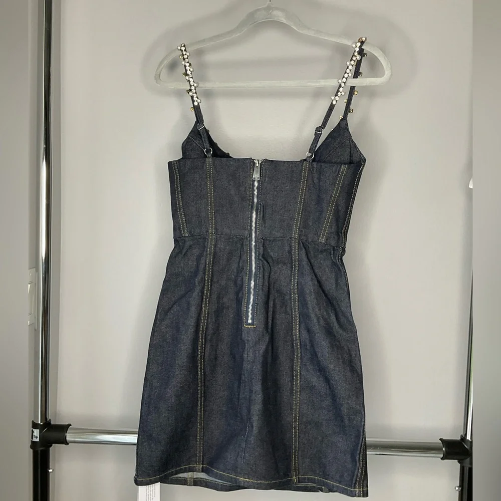 Area Crystal Pearl Corset Mini Dress - Picture 3 of 4